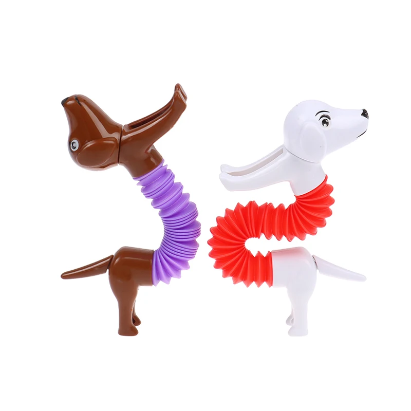 

New Pop Tubes Dog Sensory Toy For Adult Fidget Stress Relieve Toys Kid Autism Anti Stress Plastic Bellows Children Squeeze Toys