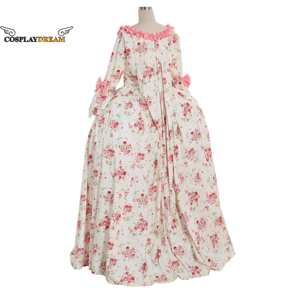 Благородное платье Рококо королевского двора розовое Цветочное бальное в стиле