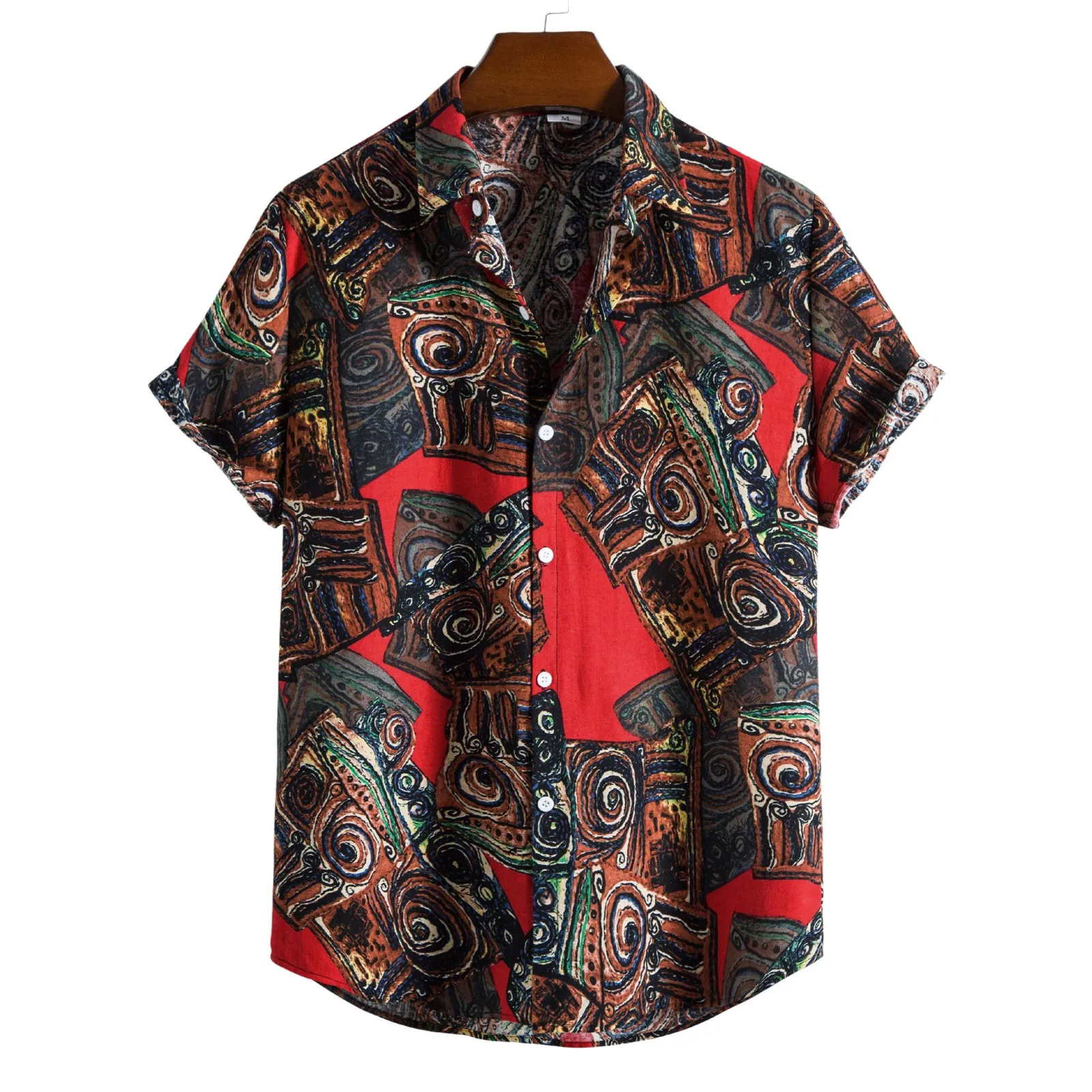 

Men Fashion Casual Top Shirts Button Down Printed Shirt Casual Summer Short Sleeve Vintage Lapel Shirt Pack of Shirts for Men