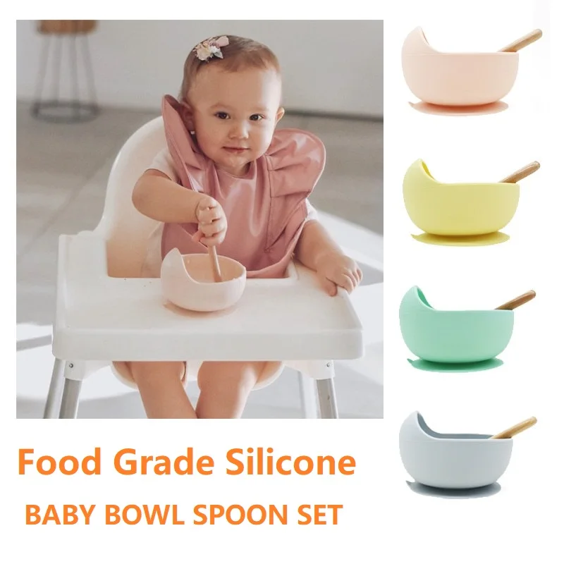 Baby Silicone Bowl Spoon Set Dinner Food Grade Silicone Tableware Food Supplement Suction Soft Bowl Save Babys Feeding Tableware enlarge
