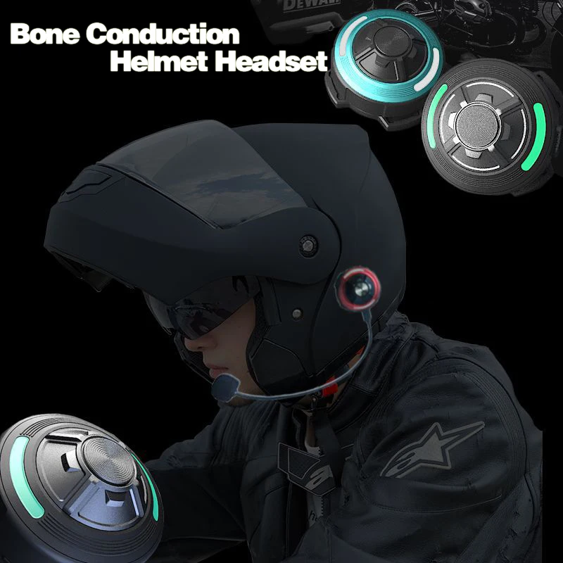 

Kebidu Helmet Headset Bone Conduction Bluetooth Wireless Stereo Hands Free IP68 Waterproof Rainproof Motorcycle Helmet Headphone