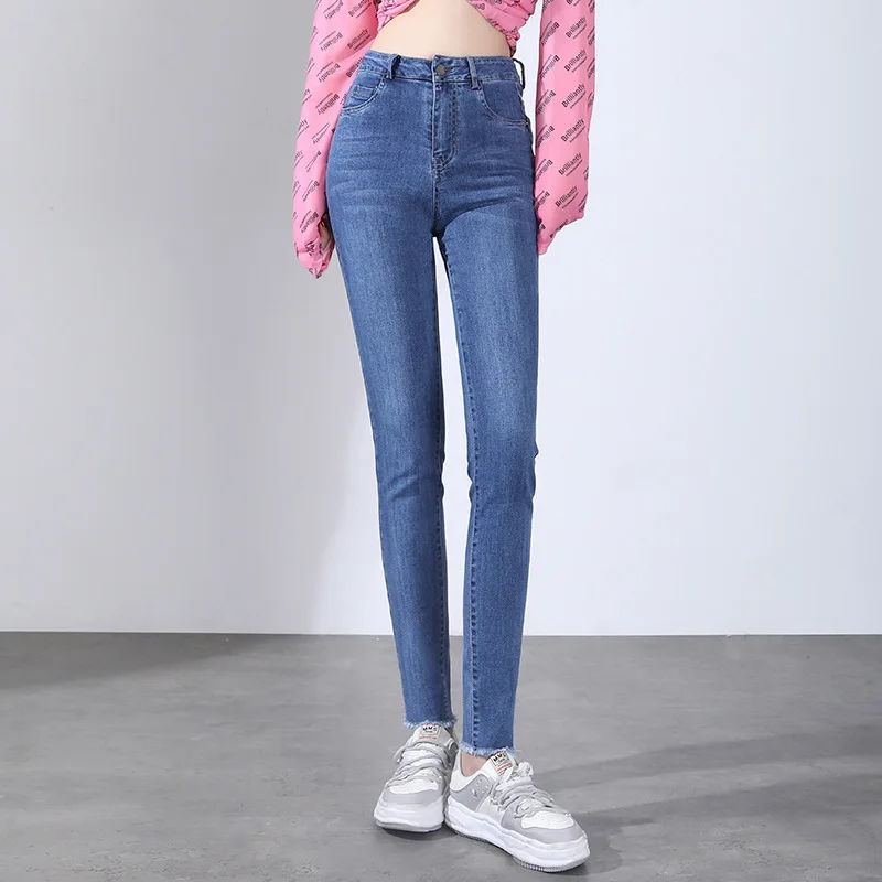 

Skinny Jeans For Woman Super Stretch Gray Denim Pant Sexy High Waist Slim Female Fashion Office Casual Pants Y2K