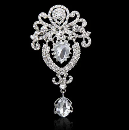 

Европейские и американские высококачественные ювелирные изделия из сплава, Роскошная большая брошь в виде капли воды с бриллиантами, аксес...