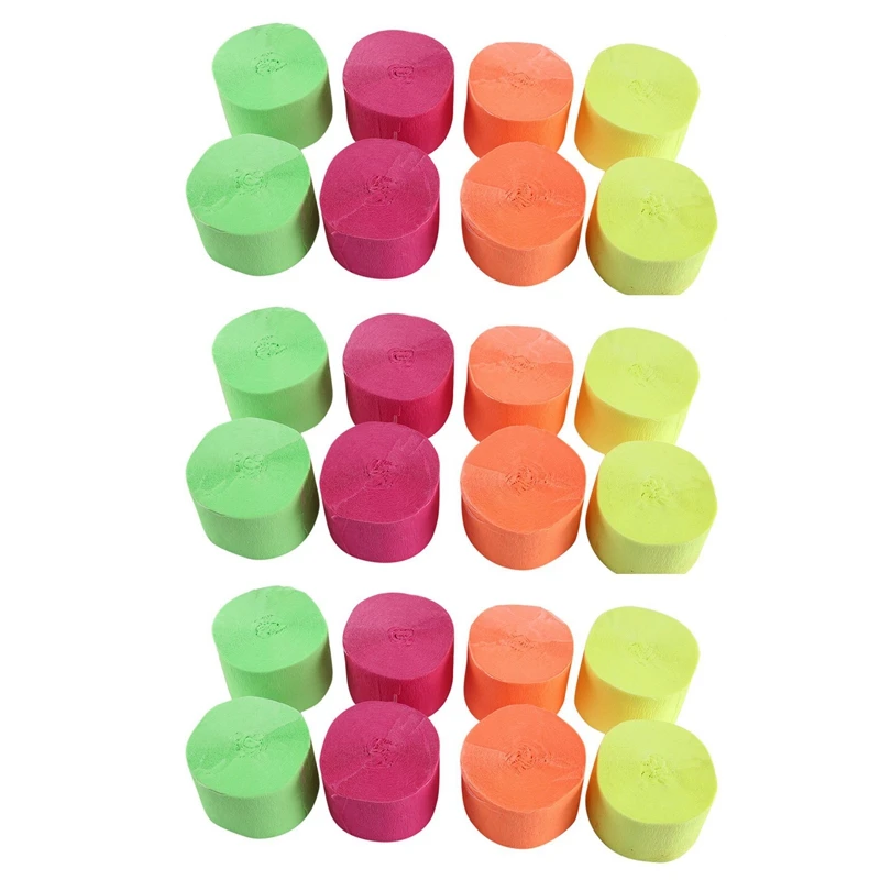 

JFBL Hot Party Ribbon Decoration-Neon Crepe Paper-Black Light Party Supplies And Accessories Fluorescent-16 Packs
