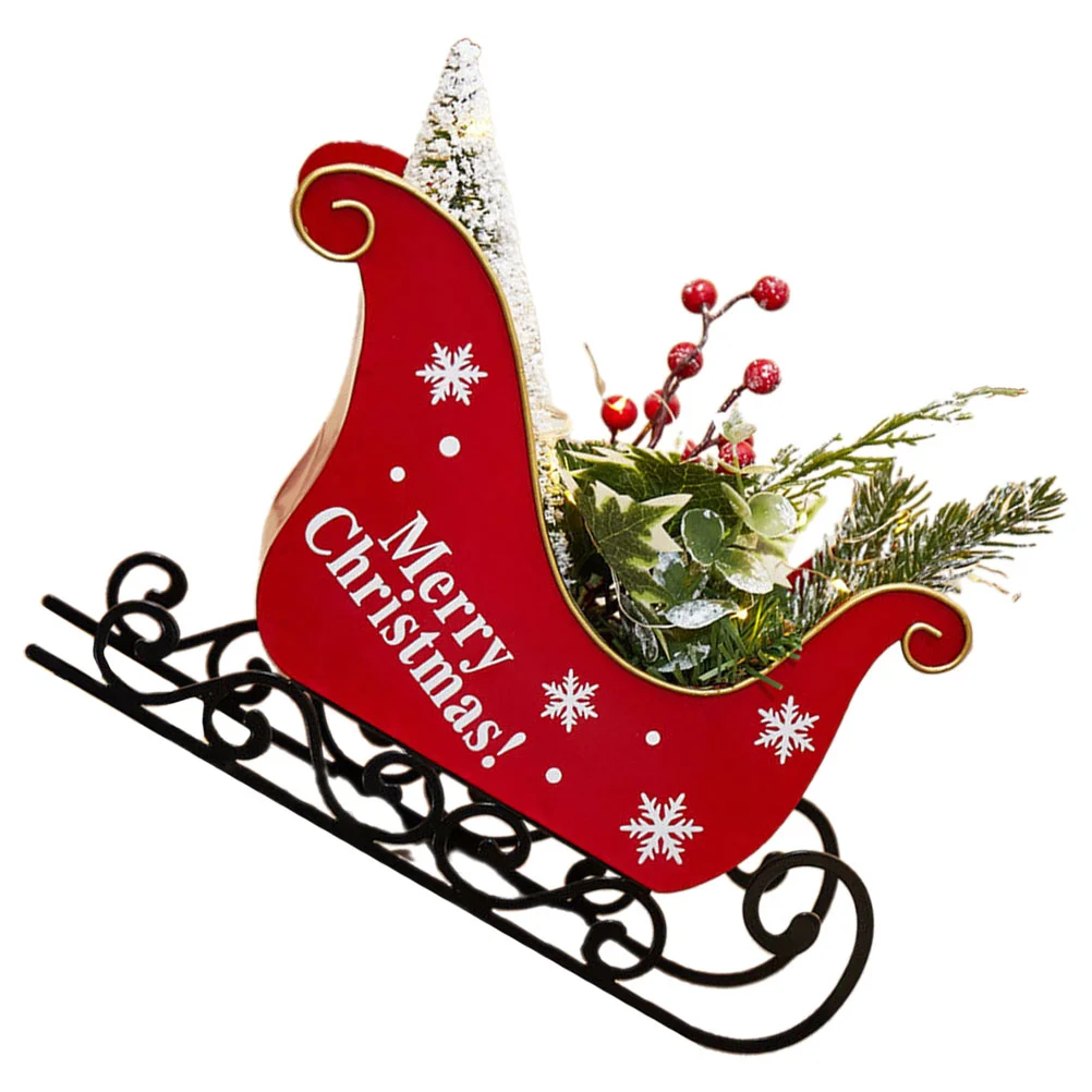 

Christmas Sleigh Xmas Adornment Home Decor Window Table Party Ornament Iron Festival Gifts
