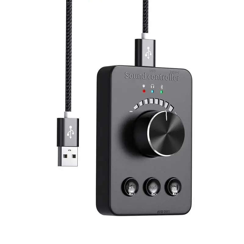 

USB-мультимедийная ручка управления громкостью, 2 аудиопорта 3,5 мм