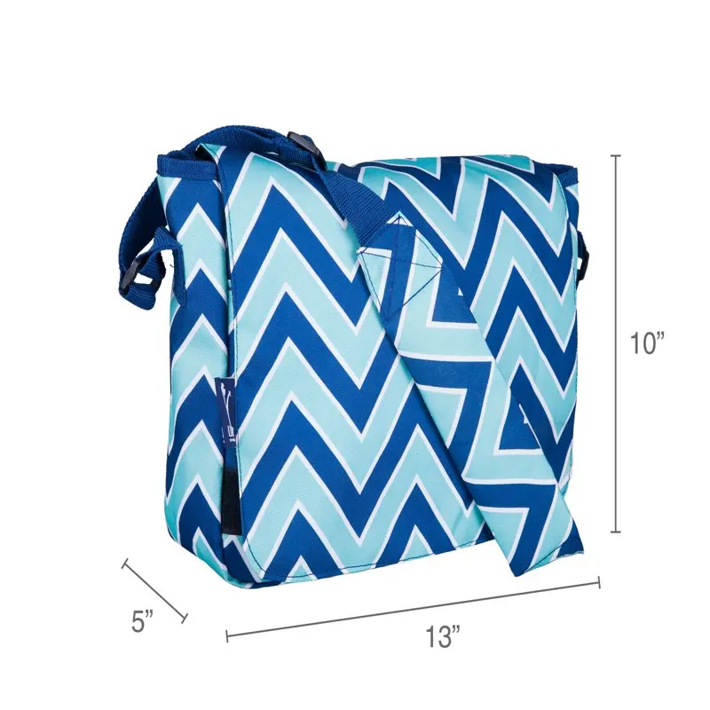 Perfect Chevron Blue 13-Inch Kids Messenger Bag, Ideal for School & Traveling for Girls