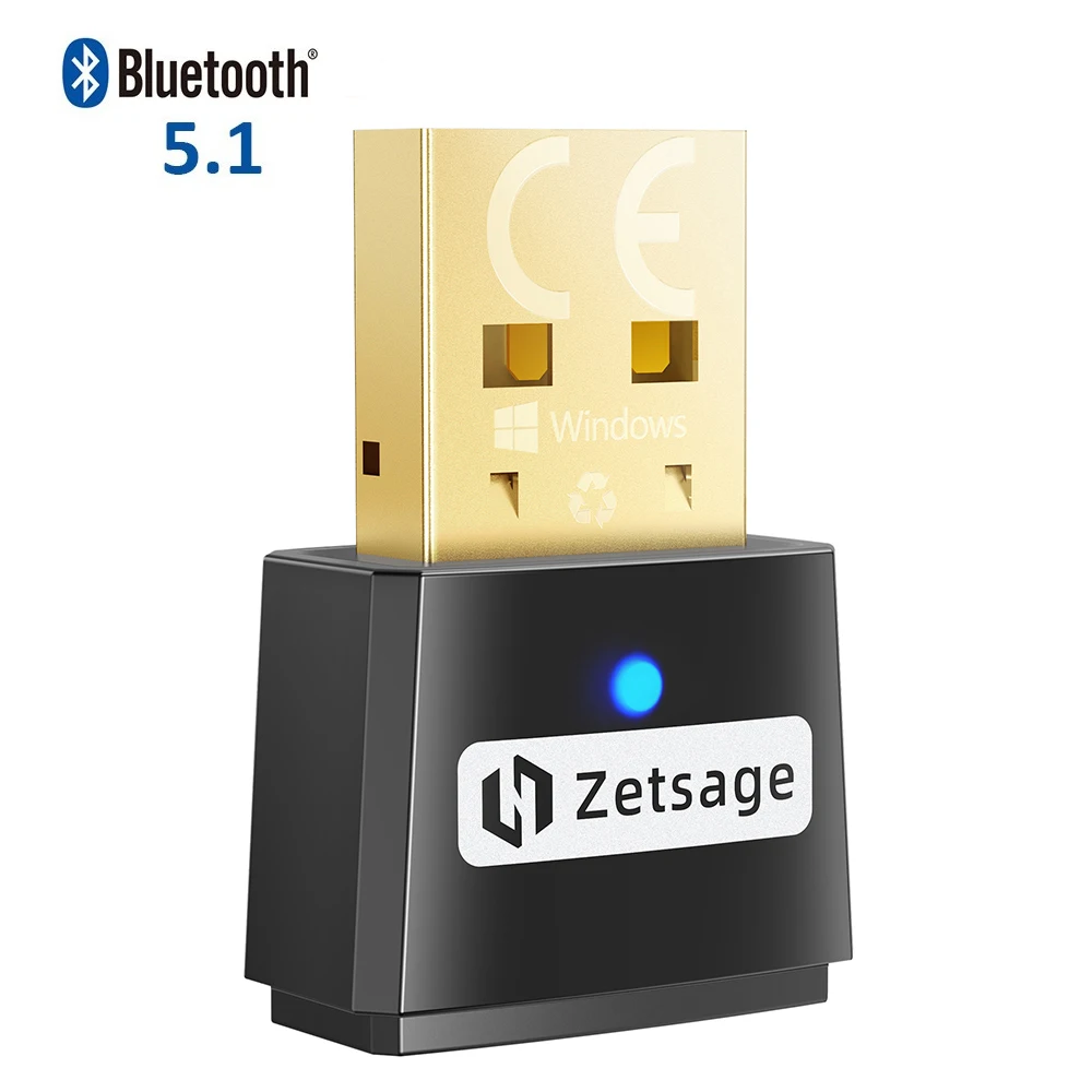 Zetsage BH519 USB Bluetooth 5.1 Adapter Bluetooth Receiver Transmitter 2 in 1 for PC Support Windows Linux Dongle for Headsets