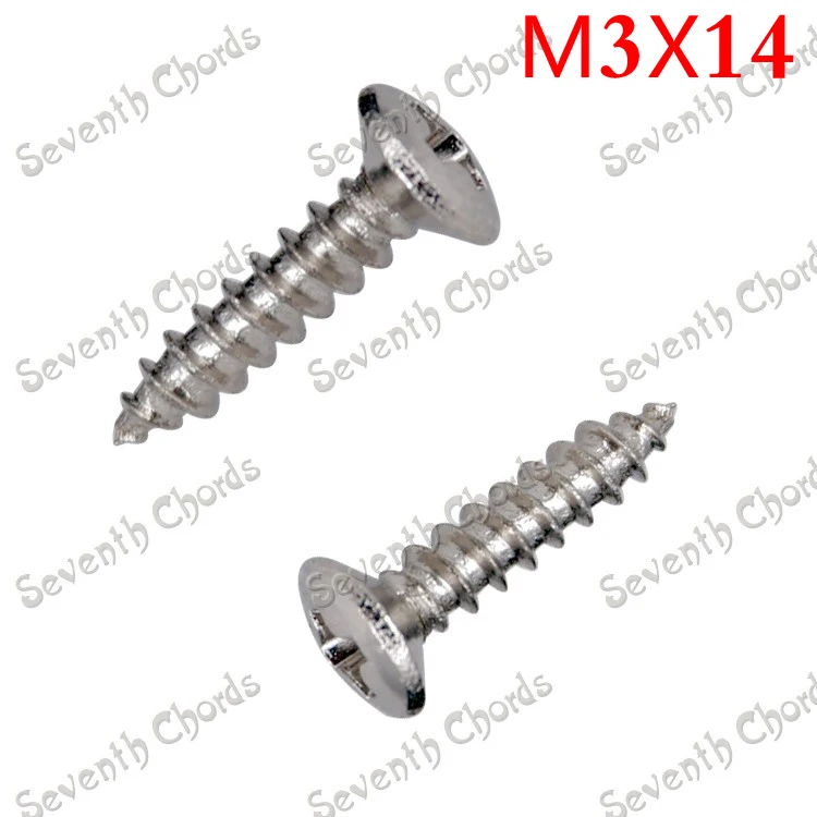 

50 Pcs Chrome Electric Guitar Bass Pickguard Screws Cover Plate Jack screw Cavity Cover mouting screw 3*14mm