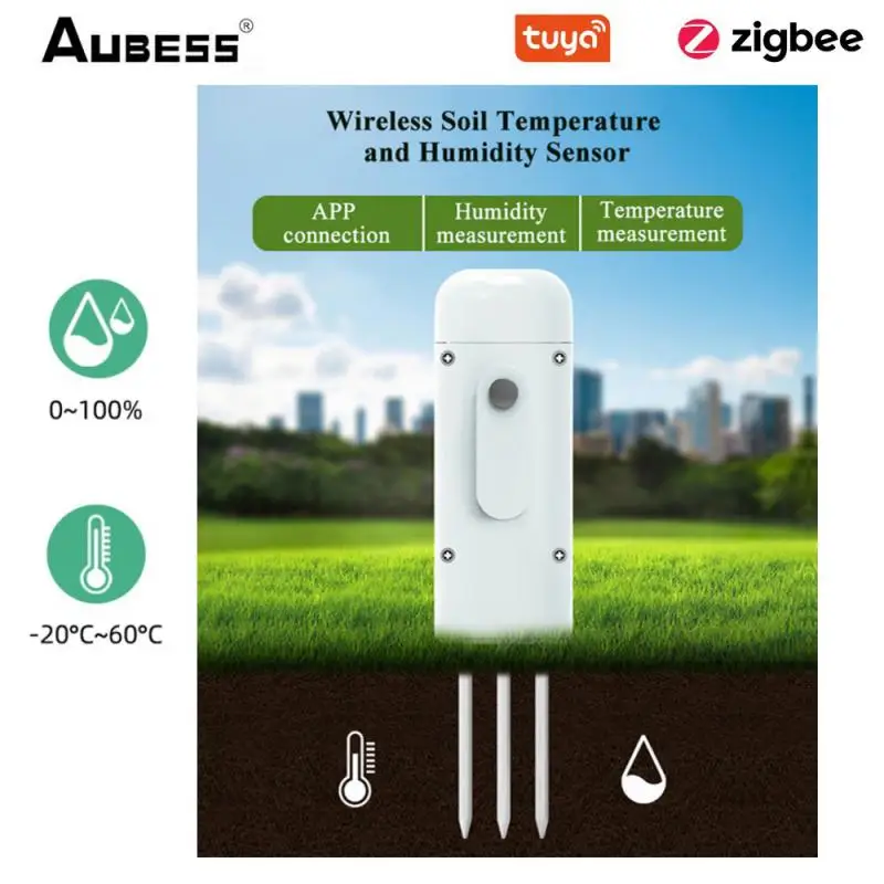 

Tuya Zigbee Soil Temperature Humidity Sensor Plant Monitor IP67 Waterproof High Sensitivity Gateway Needed for Garden Planting