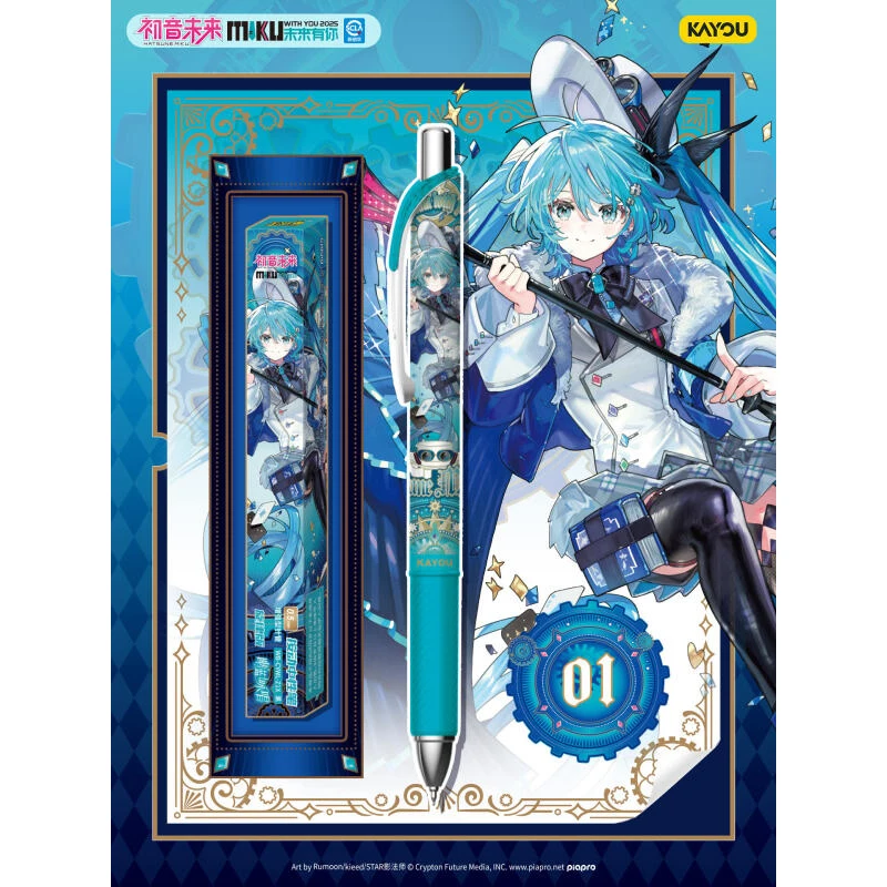 Фото Ручка гелевая Kayou Stationery Hatsune Miku, нейтральная, версия Melodic, синяя, 0.5 мм, аниме-ручка для студентов, для письма №1