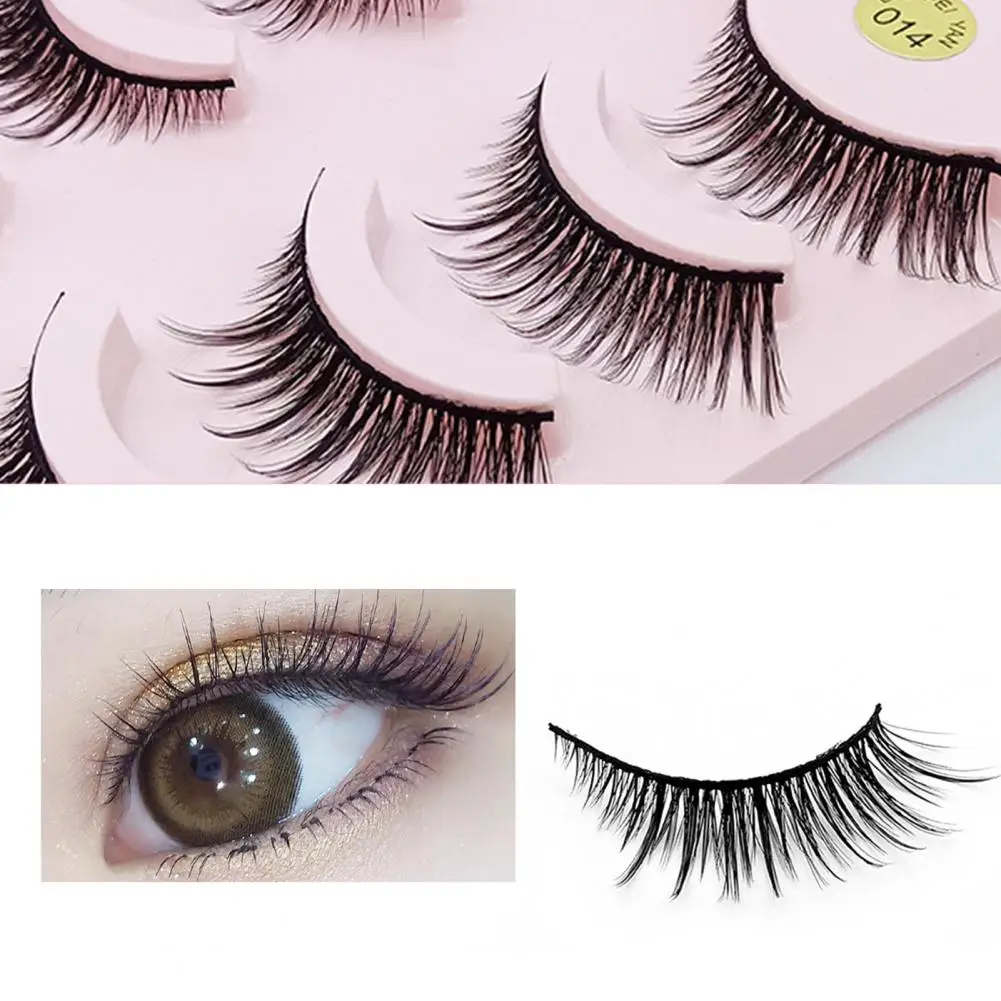 

5 Pairs Practical Nice-looking Full Length Faux Eyelashes Fake Eyelashes Good Malleability Comfortable to Wear
