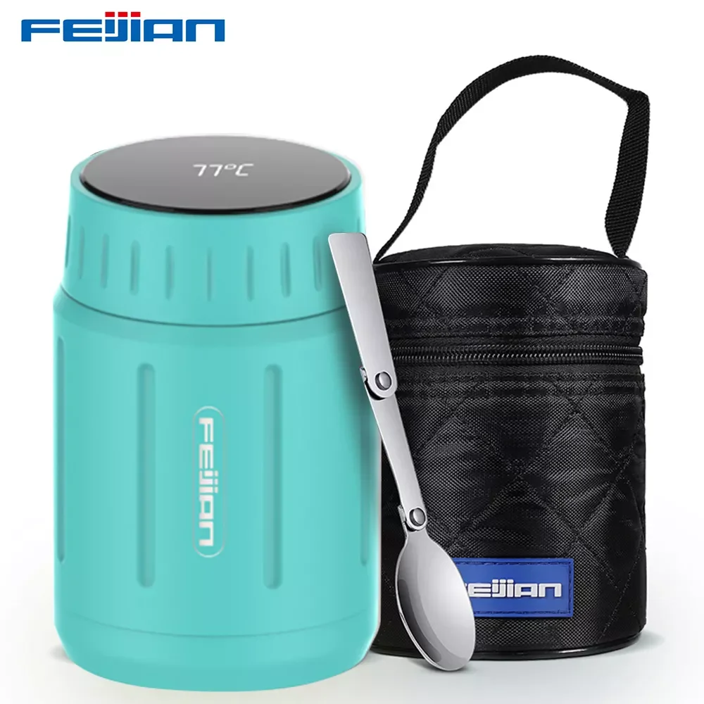 

FEIJIAN Food Thermos Intelligent Temperature Display Vacuum Lunch Box 316 Stainless Steel Lunch Container 750ML Free Spoon