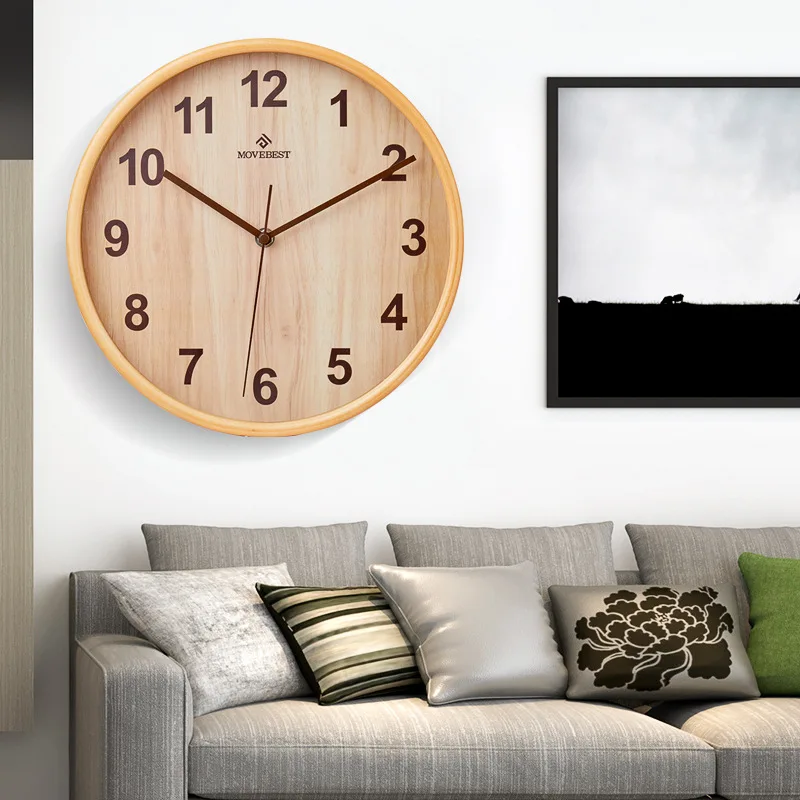 

11inch Solid Wood Frame Mute Wall Clock Home Wall Clock Modern Minimalist Wooden Clock Quartz Wall Clock