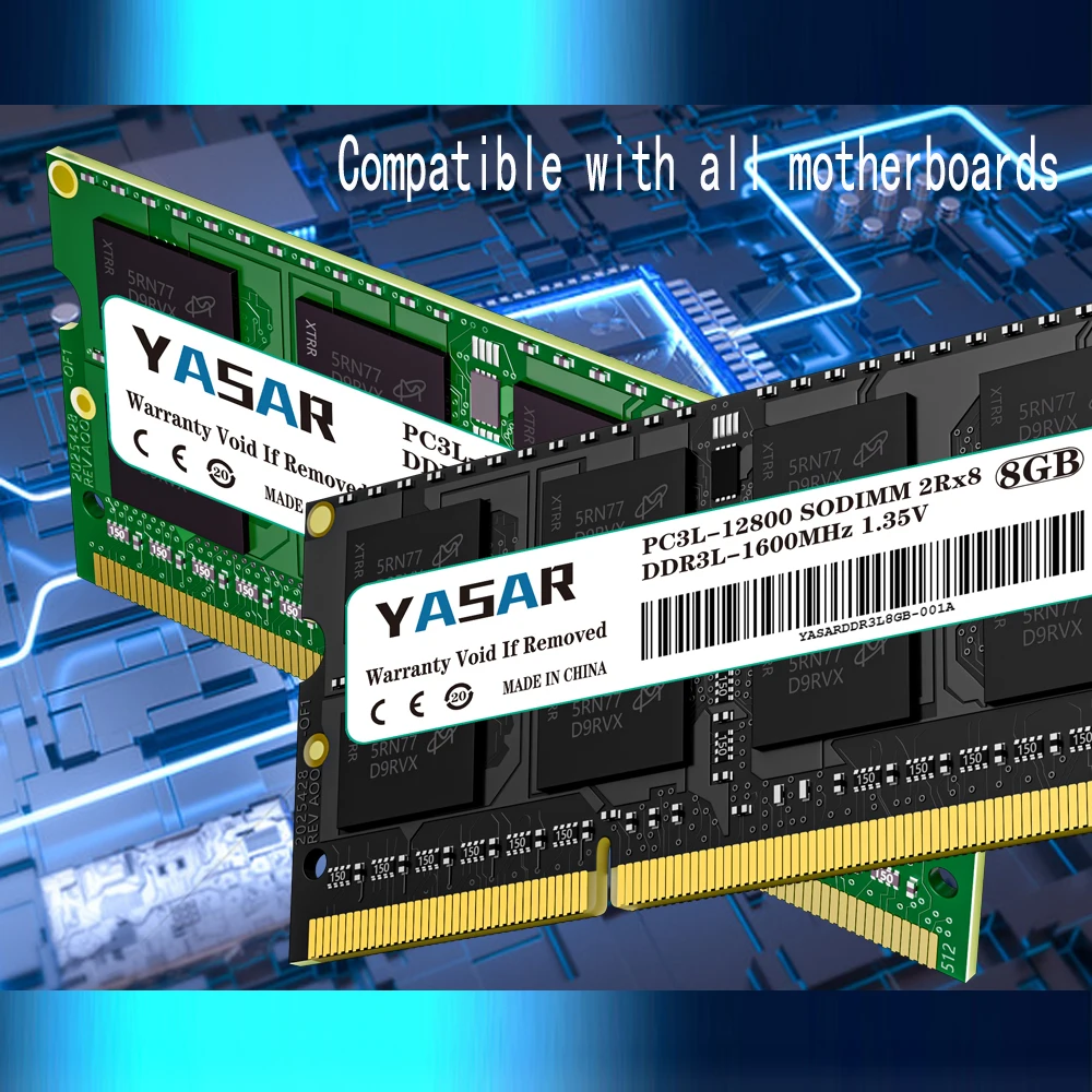 Оперативная память для ноутбука YASAR DDR3L 4 ГБ 8 16 1066 МГц 1333 1600 SODIMM Память PC3-10600 PC3-12800 1