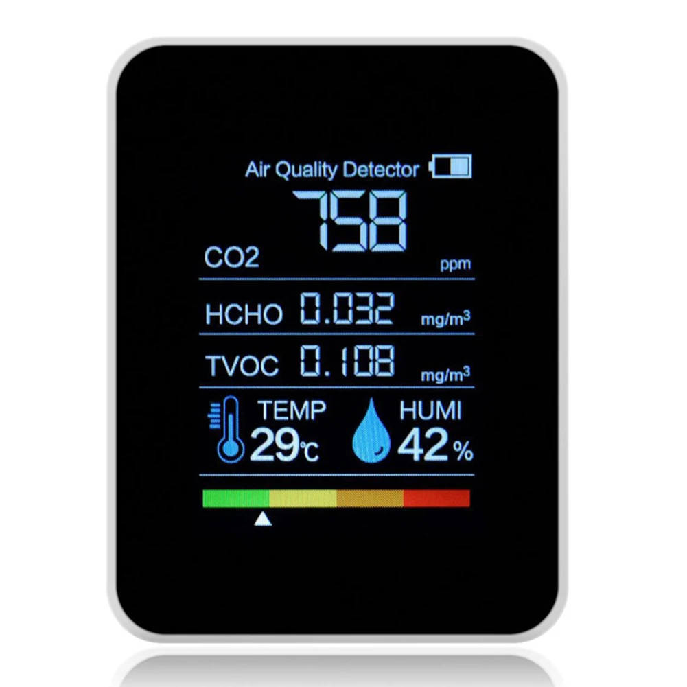 Монитор качества воздуха 5 в 1 ЖК-дисплей портативный детектор углекислого газа