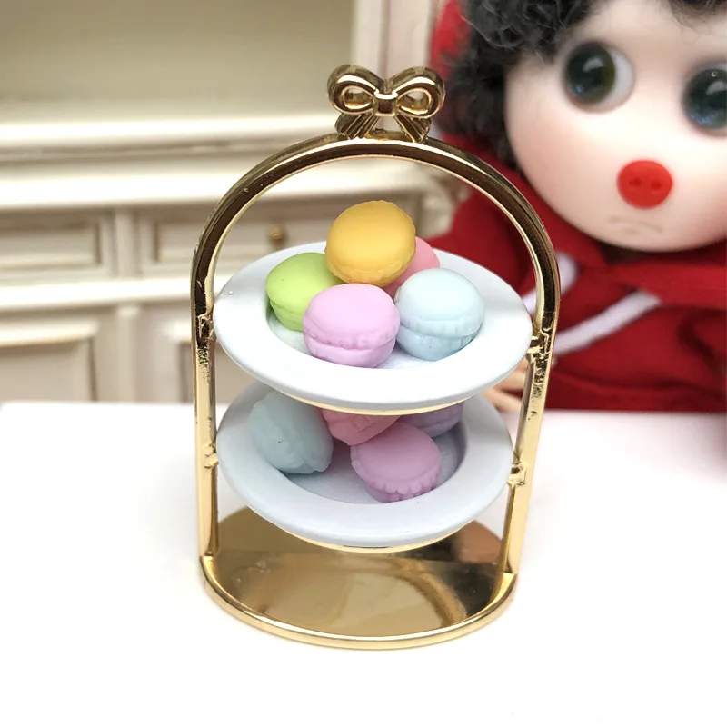 

12 точек 8 точек реквизит 1:12 кукольный домик мини модель металлическая стойка для торта + тарелка