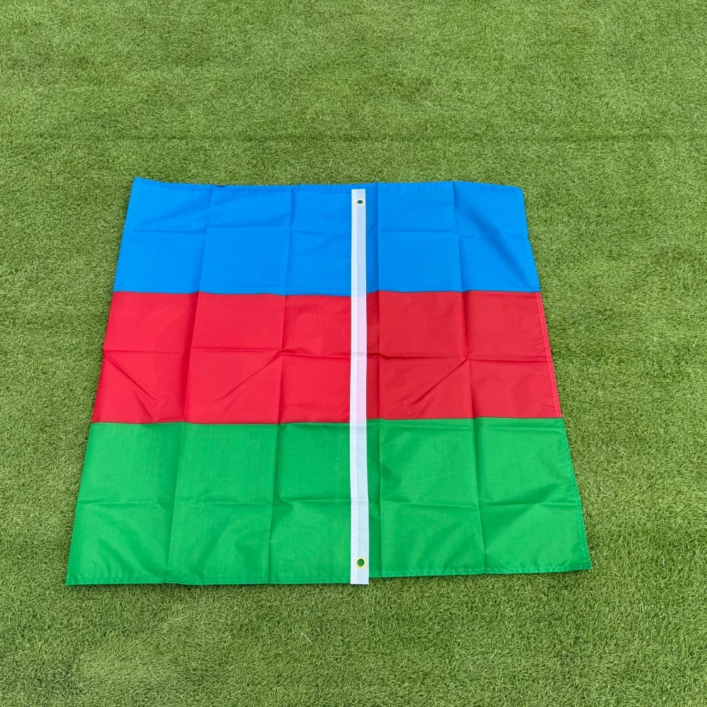 Фото Флаг Азербайджана FlagGo, 150x90 см (3x5 футов), сине-красно-зеленый, с полумесяцем и 8-конечной звездой, полиэстер, двойная строчка, для улицы и дома №5