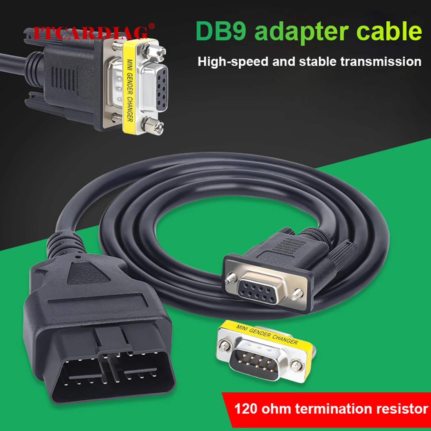 

OBD OBD2 16Pin Male Extension Cable New Car OBD Tool 16Pin to DB9 Serial RS232 Connector OBDII 16 Pin to DB9 Female