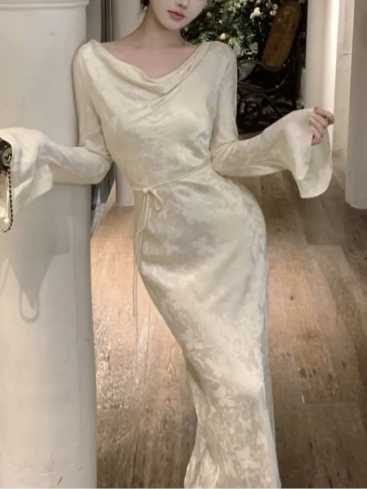 Женское винтажное платье-Русалка элегантное облегающее длинное вечернее платье