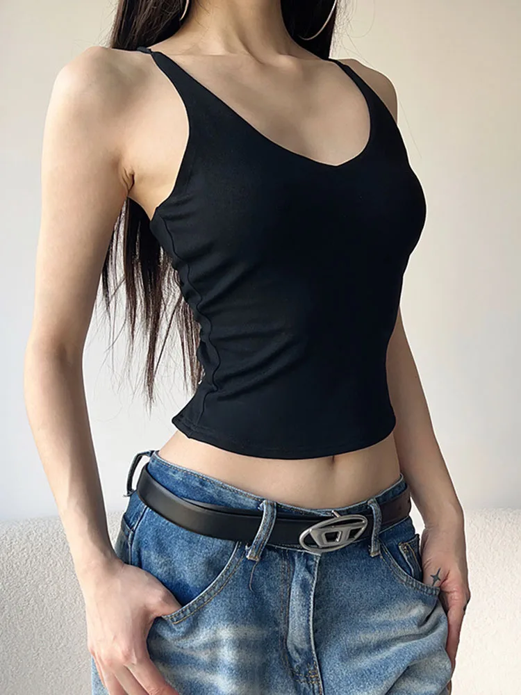 Топ женский короткий без рукавов пикантная бандажная майка с открытой спиной