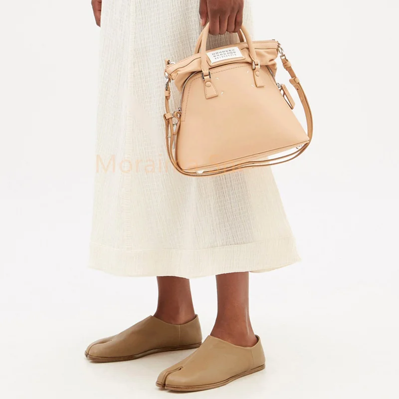 Soft Cowhide Split Toe Shoes for Women Ballet Single Shoes Flats Casual Shoes Solid Color Comfortable Breathable Ladies Shoe