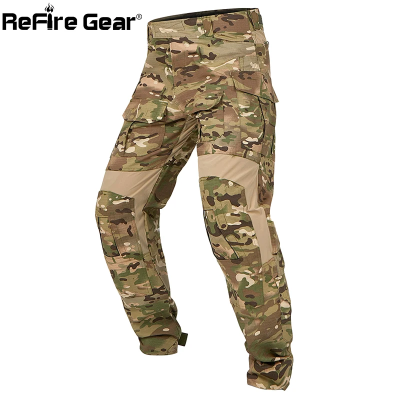 

ReFire Gear Camouflage Tactical Pants Autumn Soldiers Combat Airsoft Army Military Pants Elastic Cargo Casual Pant Work Trousers