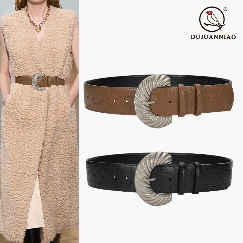 Autumn and Winter Vintage Style Personality Wide Belt Decorative Dress Waist Cover with Sweater Simple Coat Belt Women Fashion