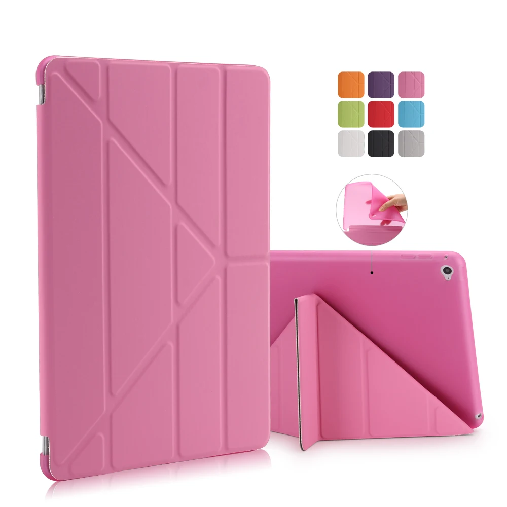 Silicone Soft Back Case for iPad 2 3 4 5 6 7 Mini 4 3 2 1 Multi-fold PU Leather Auto Wake Smart Cover for Apple iPad Pro 10.5''