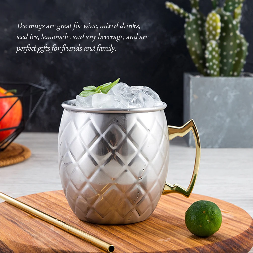 

1pc 500ml 18 Ounces Moscow Mule Mug Stainless Steel Hammered Copper Plated Beer Cup Coffee Cup Bar Drinkware