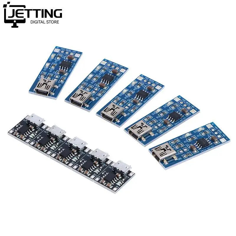 

5pcs Micro USB 5V 1A 18650 TP4056 Lithium Battery Charger Module Charging Board With Protection Dual Functions TP4056