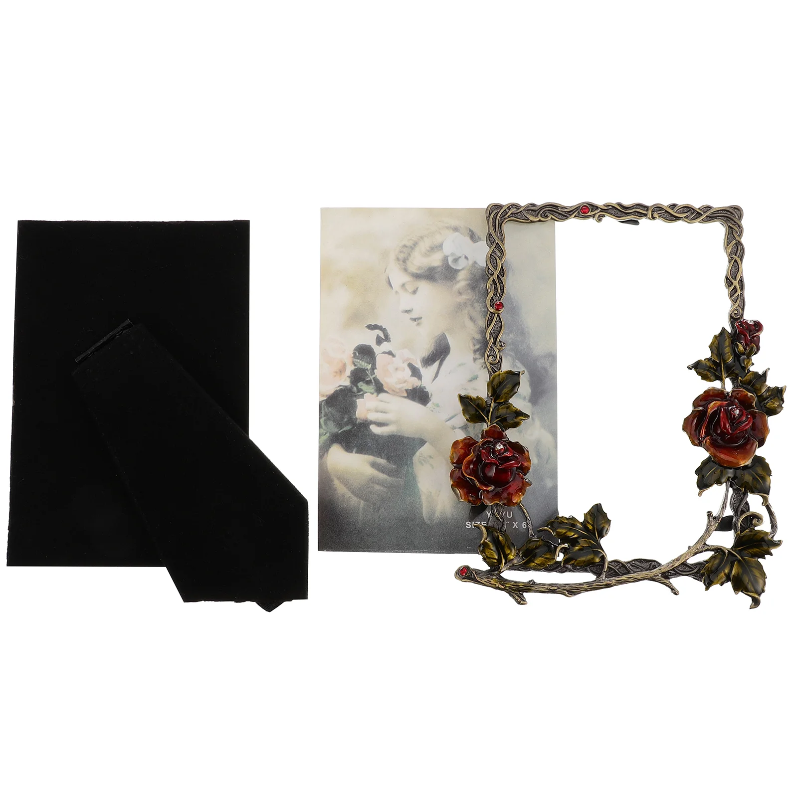 

6inch Retro Photo Frame Desktop Metal Picture Frame Creative Flower Photo Holder