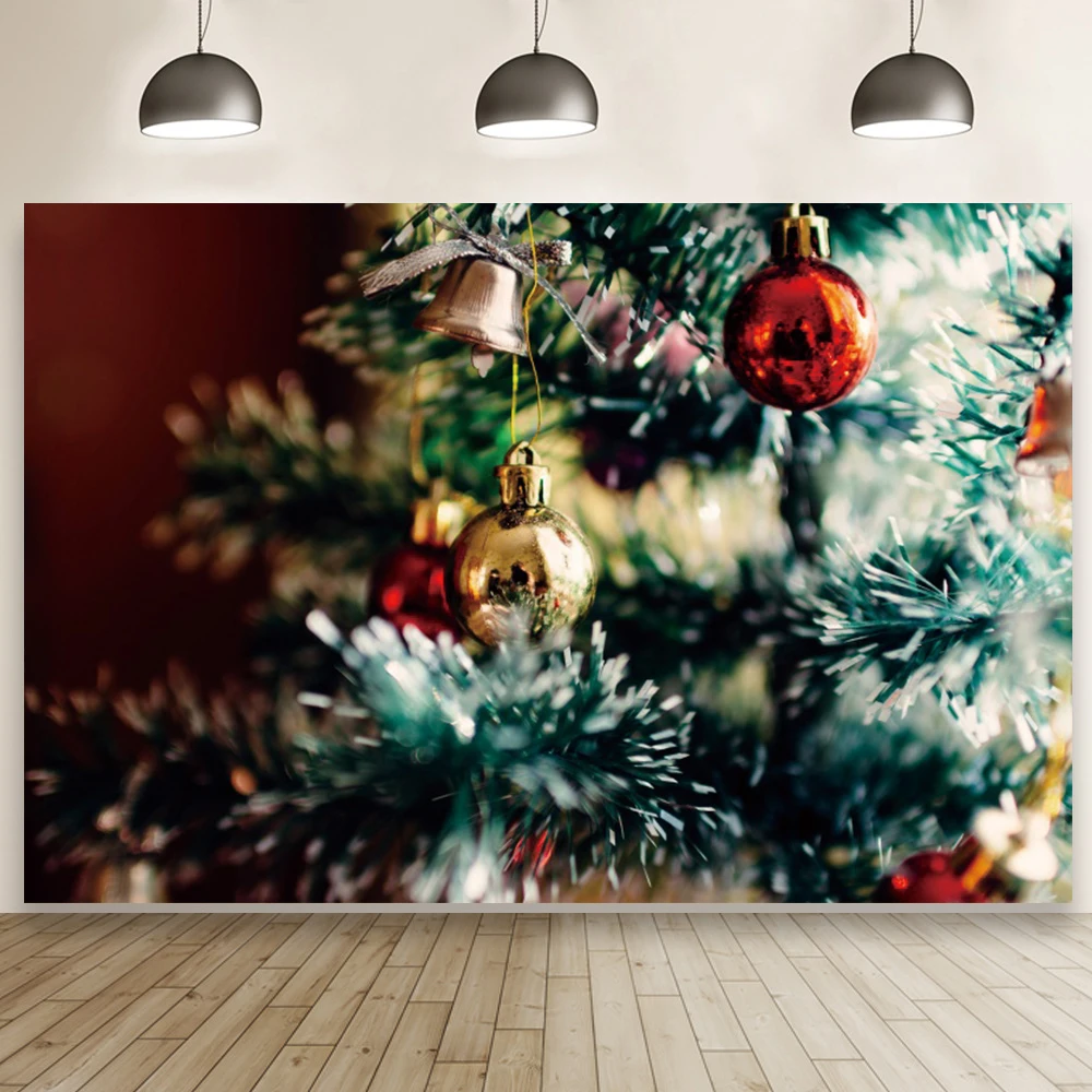 

Green Christmas Bell Tree Backdrops Family Winter Silent Night Party Studio Photography Backgrounds Home Decoration Poster
