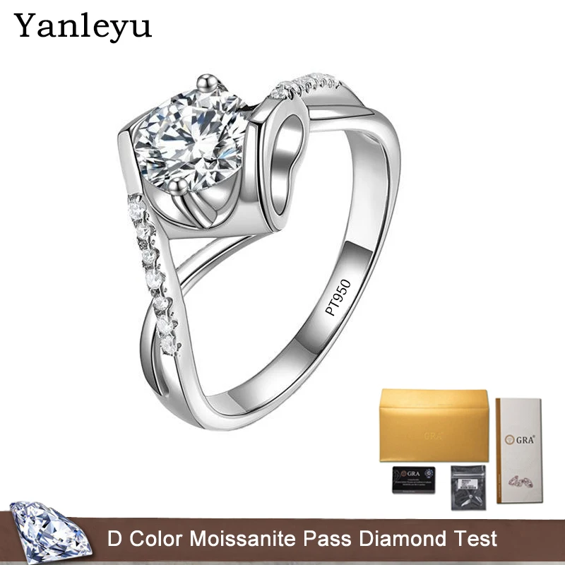 Кольцо женское из чистой платины с муассанитом 1 0 карата