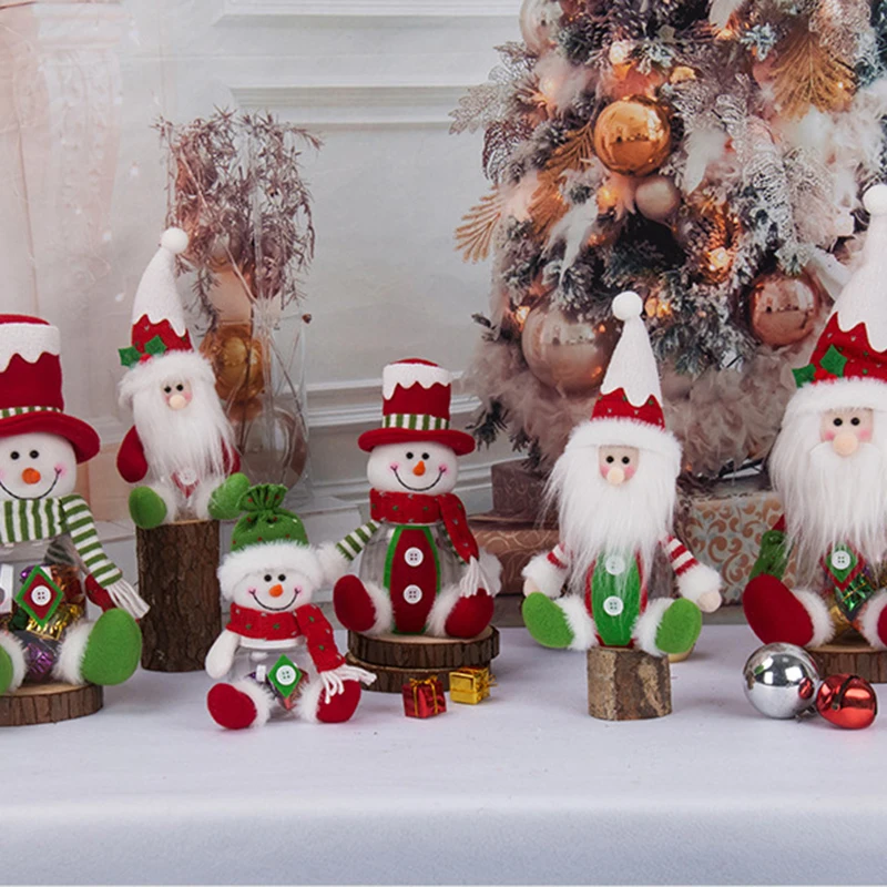 

Christmas Candy Bottle Christmas Decoration Santa Claus Snowman Candy Can Gift Storage Box Decorative Ornaments