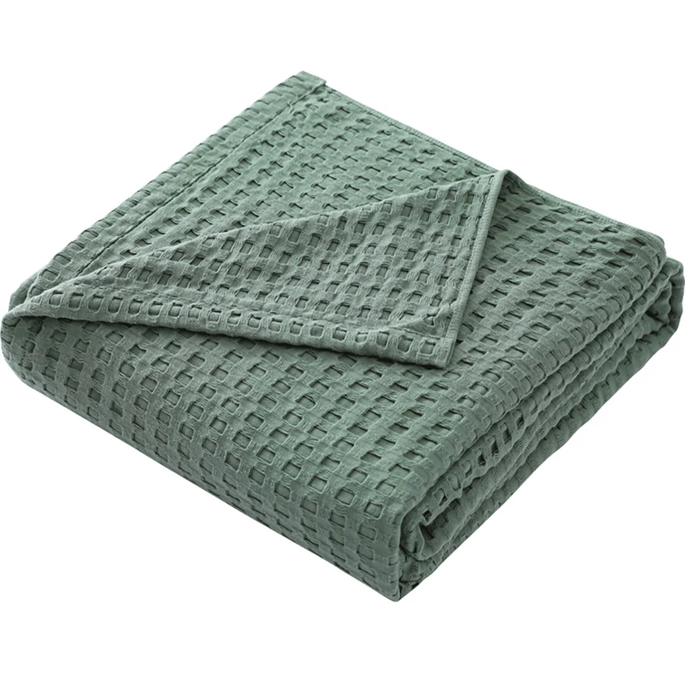 

Летнее мягкое уютное вафельное вязаное тонкое одеяло легкое вязаное покрывало s для дивана кровати дивана покрывало темно-зеленое