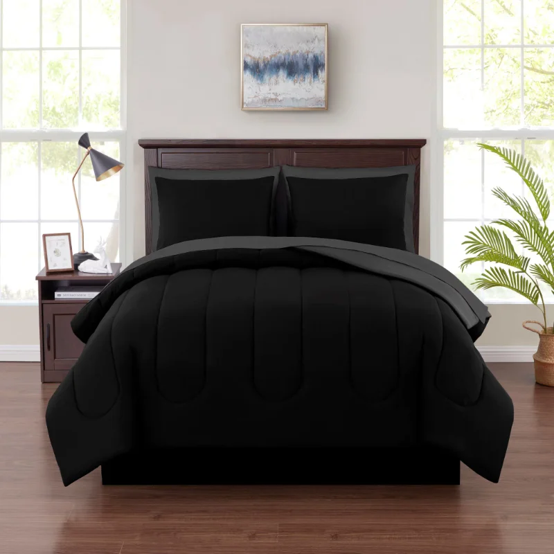 

Одеяло черного цвета из 7 предметов для кровати в мешке, комплект простыней, Королевский