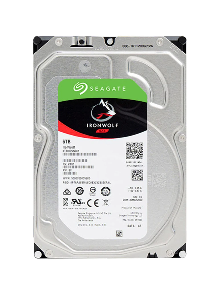

Жесткий диск Seagate Cool Wolf ST6000VN001, 6 ТБ, 5900 об/мин, SATA, сетевой, nas, 3,5 дюйма