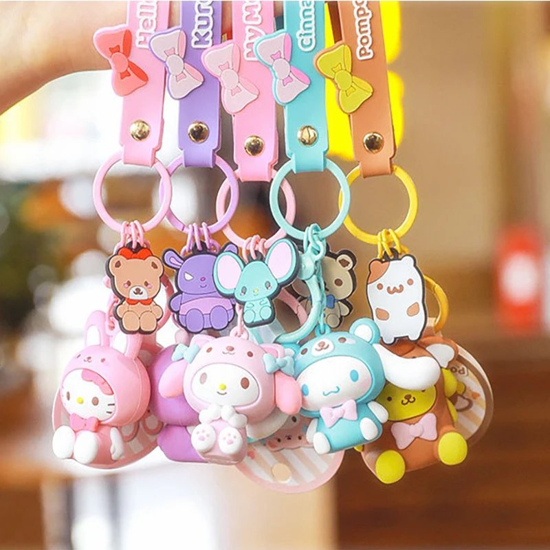 

Sanrio Cinnamoroll Kt Cat Keychains Anime Figure Cute Dressup Diary Series Cartoon Peripheral Doll Pvc Pendants Birthday Gifts