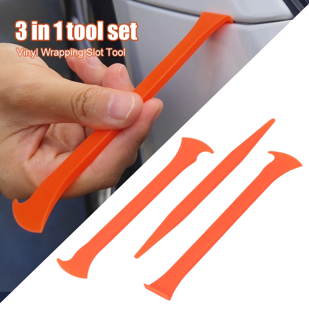 

3Pcs Vinyl Car Wrapping Tool Flexible Micro Squeegee Curves Slot Window Tint Tool Window Squeegee Edge Trimming Tool 2 Hardness