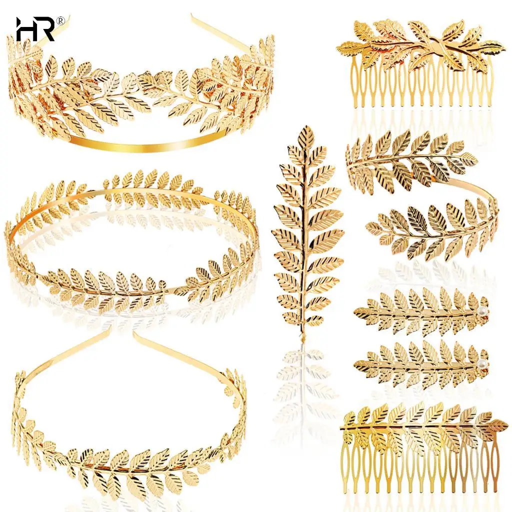 Повязка на голову с листьями богини золотая корона для свадьбы вечеринки