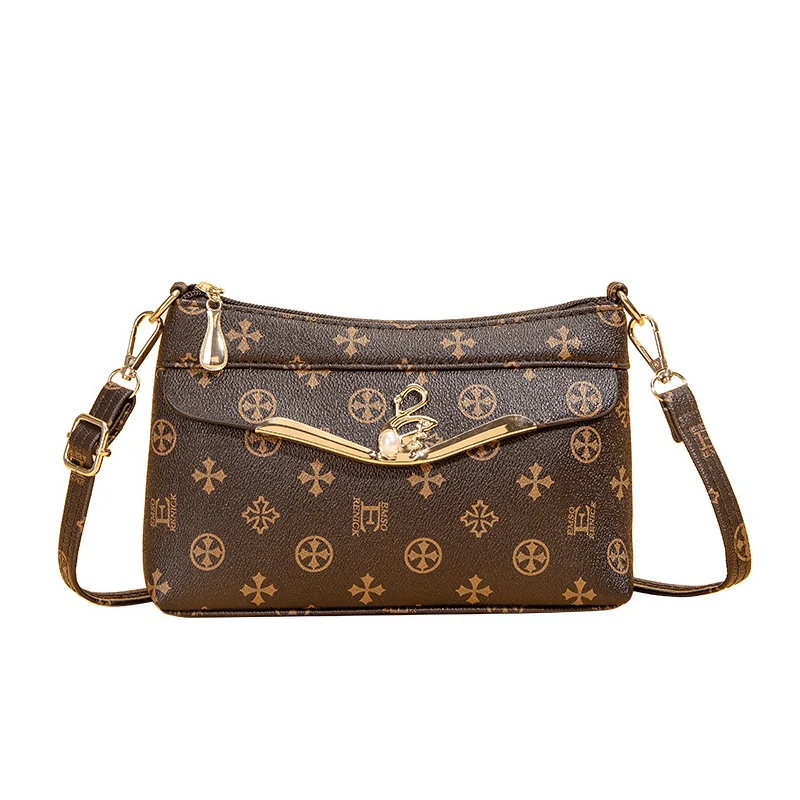 

Fashion Monogram Small Women Shoulder Bags Excellent PU Leather Female Crossbody Bag Purse Swan Pearl Clutch Bag Handbag 2023