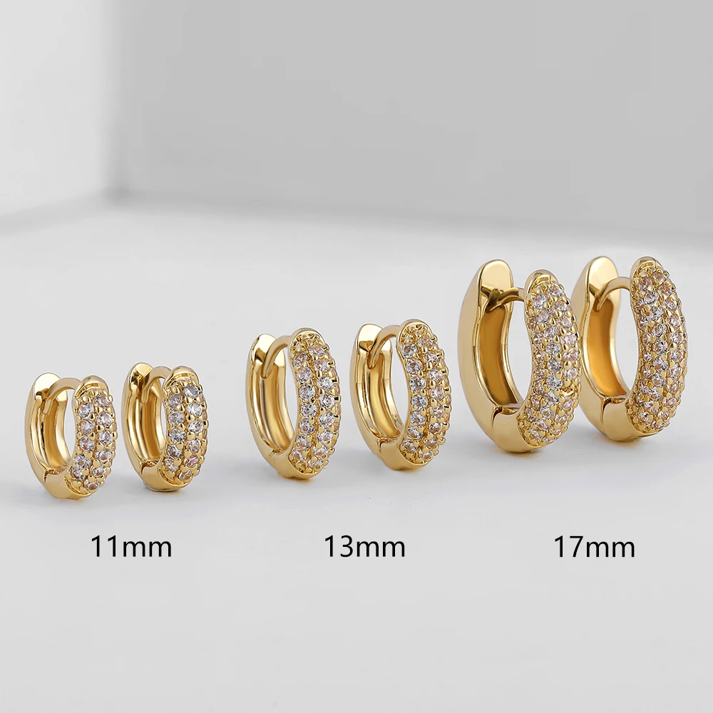 

New Gold Plated Huggie Earrings with CZ Zircon Thin Ear Hoops Cartilage Earring for Women Round Minimal Earring Piercing Jewelry