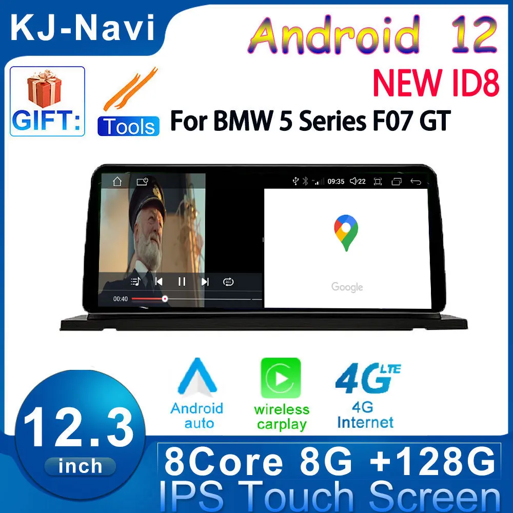 

Автомобильный плеер ID8 1920*720P Android 12, GPS-навигация, мультимедийный стерео видео для BMW 5 серии F07 GT 2011-2017 CIC NBT 12,3 дюйма