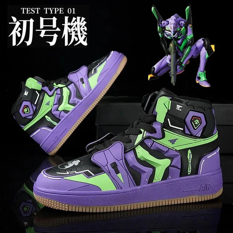 Фото Премиум косплей-костюм EVANGELION, баскетбольные кроссовки для мужчин -01 EVA-02, роскошные модные дышащие кроссовки для молодежи и студентов, нескользящие. №2