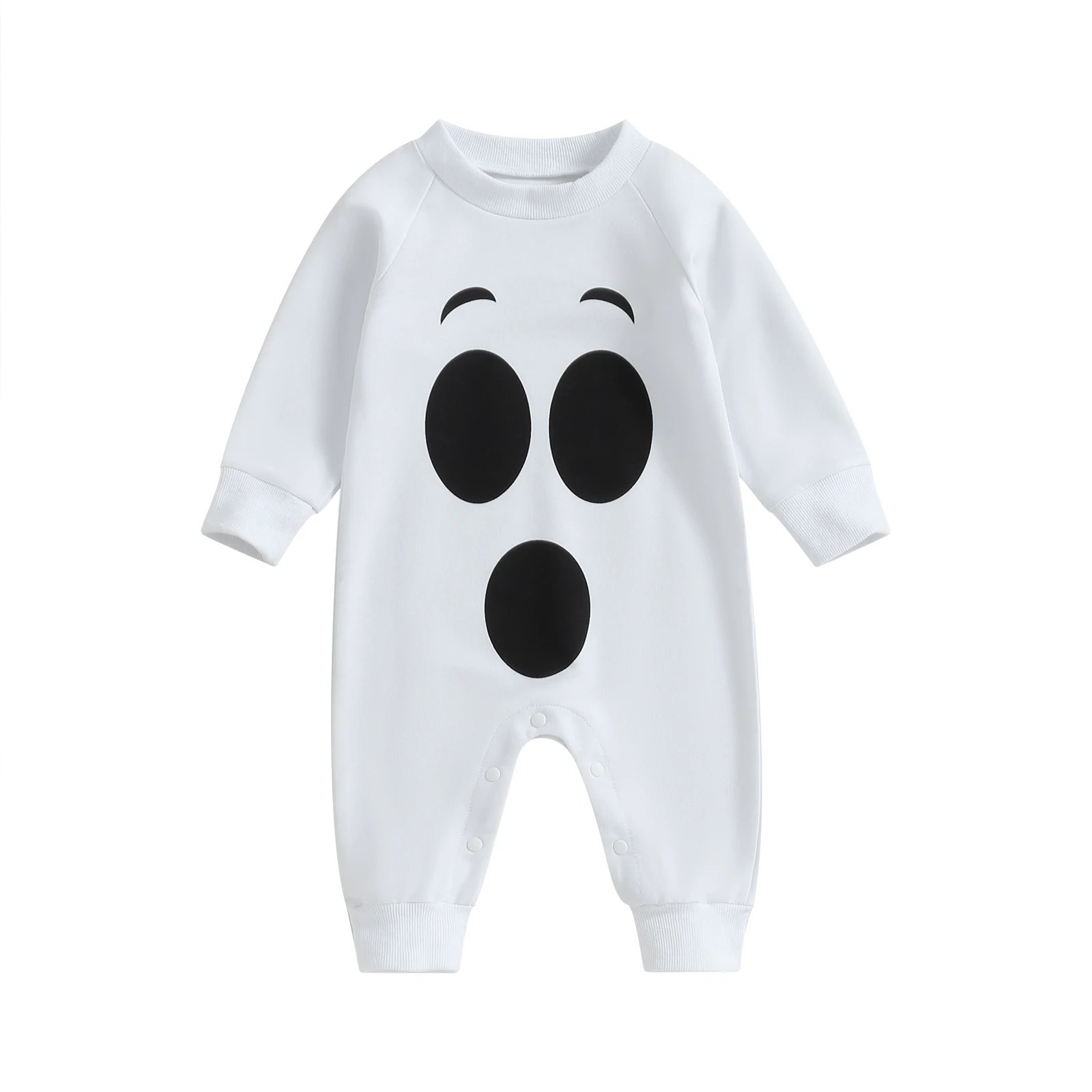 

BeQeuewll Baby Girls Boys Rompers Halloween Clothes Cute Pumpkin Or Ghost Print Long Sleeve Toddler Jumpsuits Fall Bodysuits