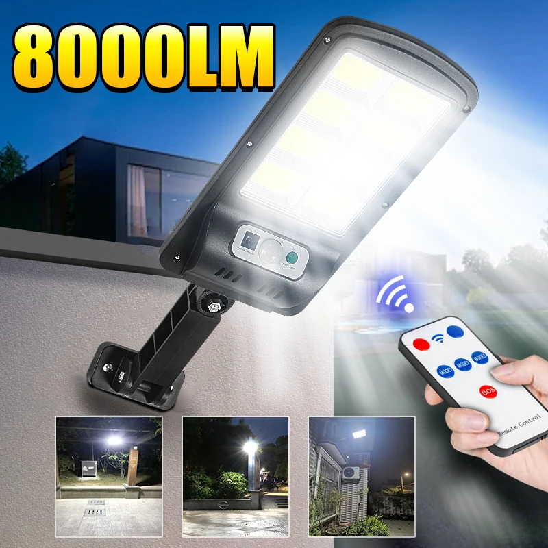 8000lm Солнечная Светодиодная Лампа Уличный Фонарь С Датчиком Движения 3 Режима