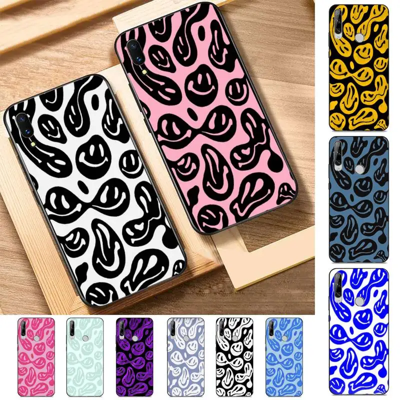 

FHNBLJ Funny Trippy Smiley Face Phone Case for Huawei Y 6 9 7 5 8s prime 2019 2018 enjoy 7 plus