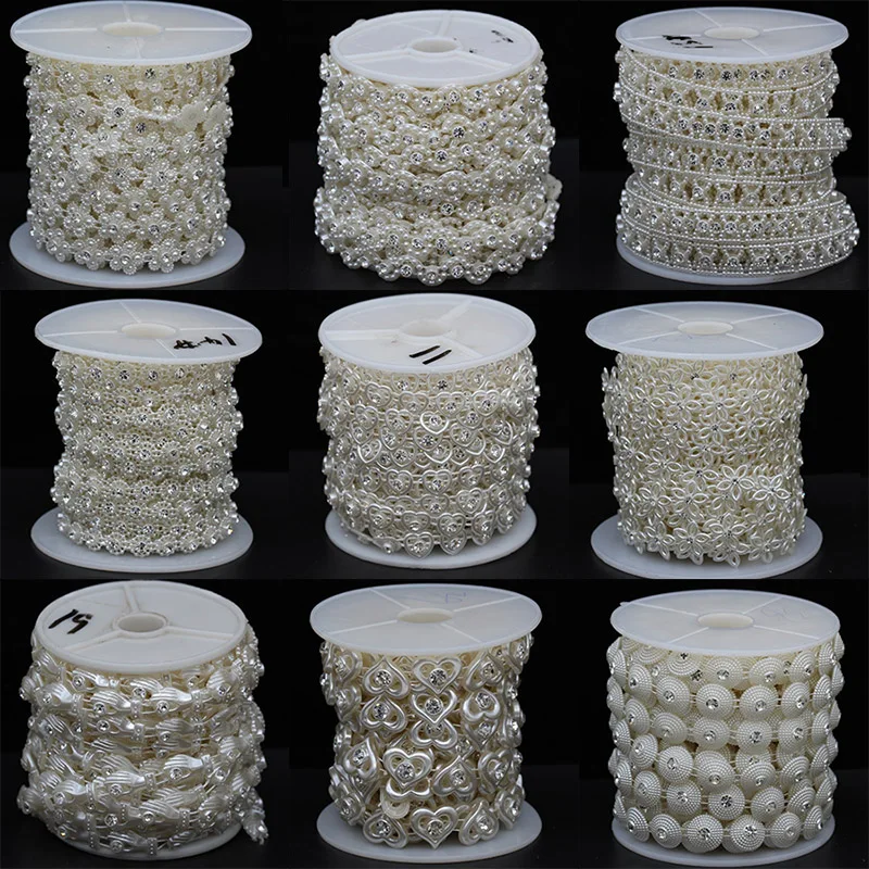 

abs pearls crystal rhinestone chain trim sewing Garment Accessories wedding jewelry Decor founding craft applique 28#-43#