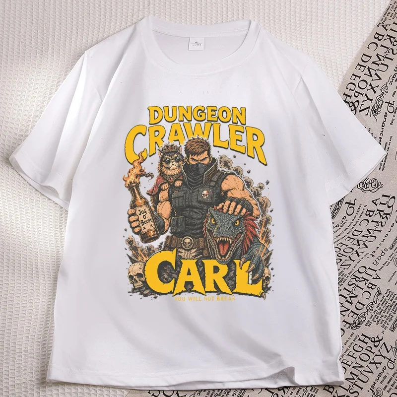 Фото Футболки с графическим принтом Princess Donut and Mongo, футболка Dungeon Crawler Carl, повседневные хлопковые футболки с круглым вырезом и принтом, с короткими рукавами №2